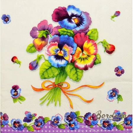 Serwetka do decoupage firmy AMBIENTE bratki 33x33cm